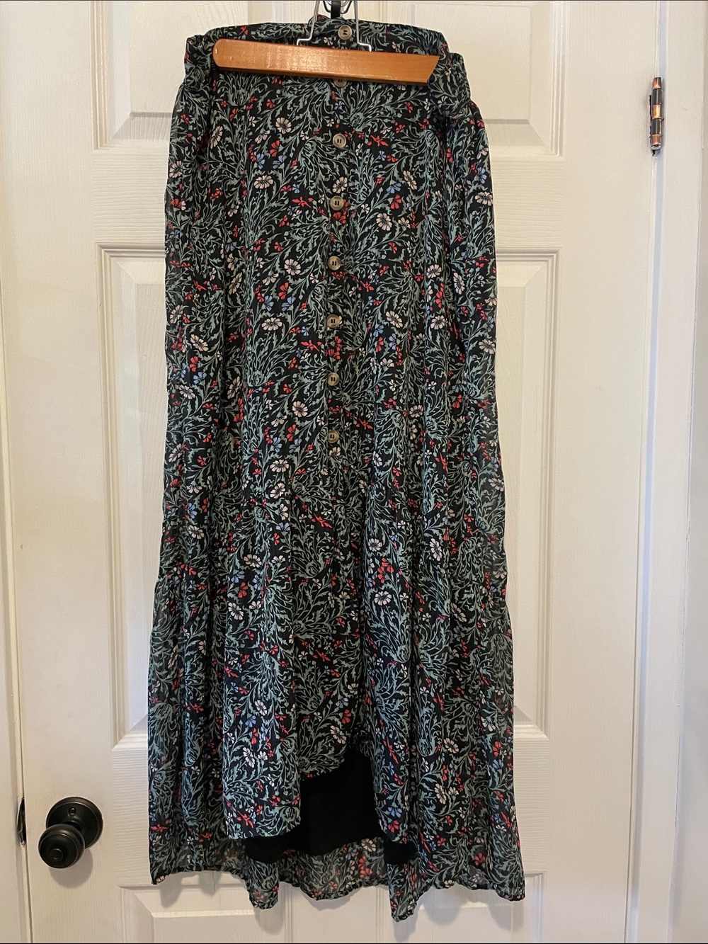 Vero Moda floral goth whimsygoth fairy witchy dark skirt button up boho grunge